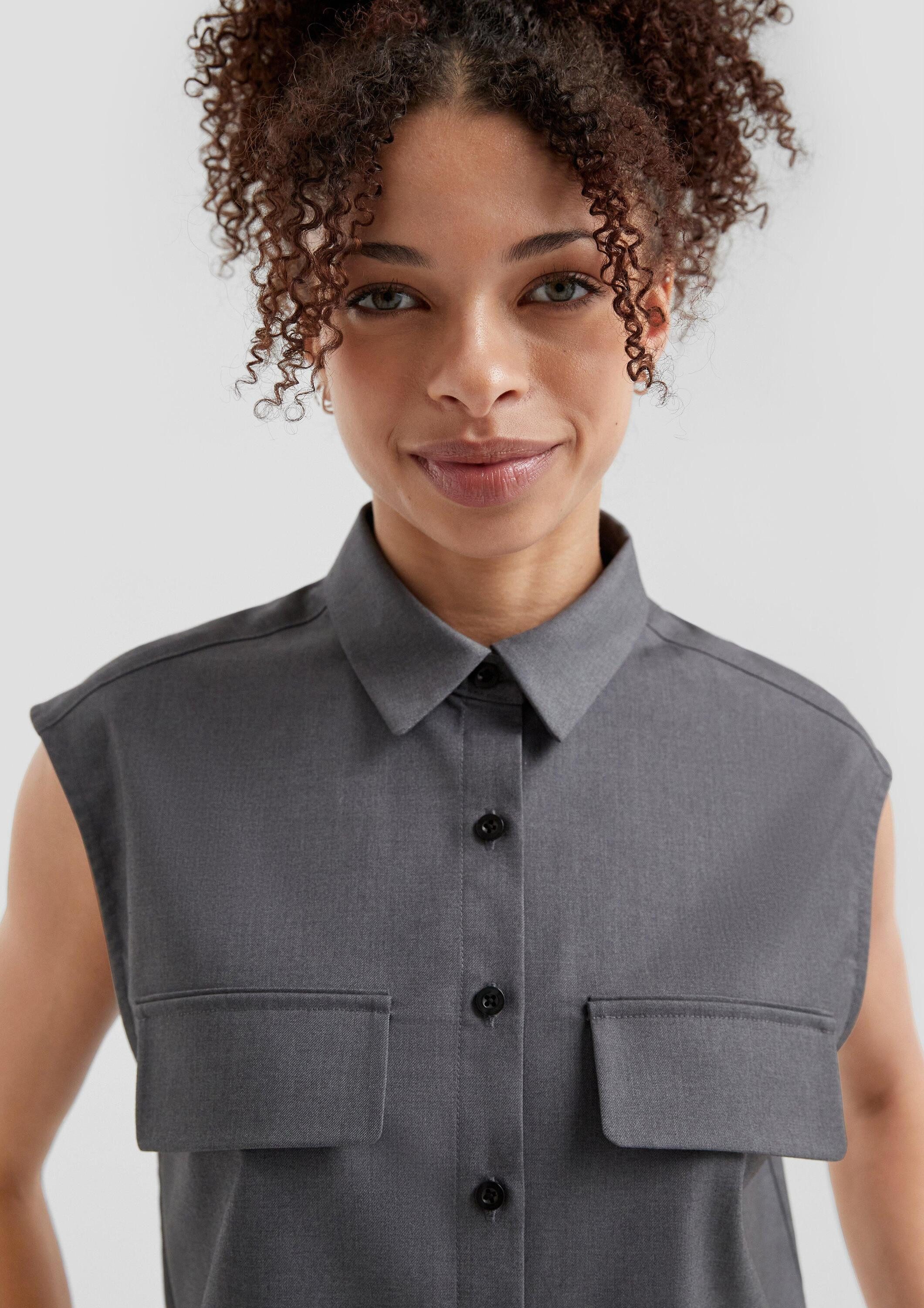 QS Funktionsweste Indoor-Weste Melierte Weste im Loose Fit