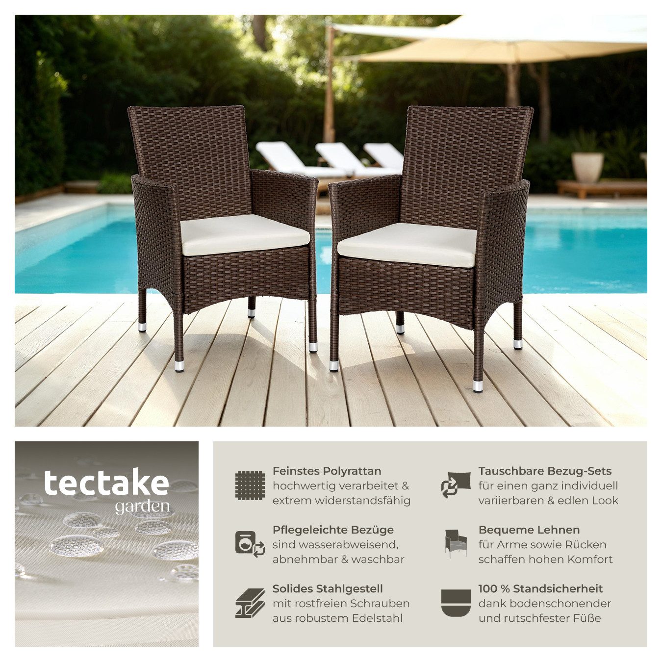 tectake Rattanstuhl 2er Set Rattanstuhl (Set, günstig online kaufen