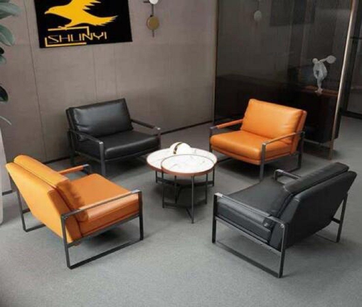 JVmoebel Sessel Stilvoll 4x Sessel Polster Sitzer Modern Design Leder Sessel (4-St., 4x Sessel), Made in Europa