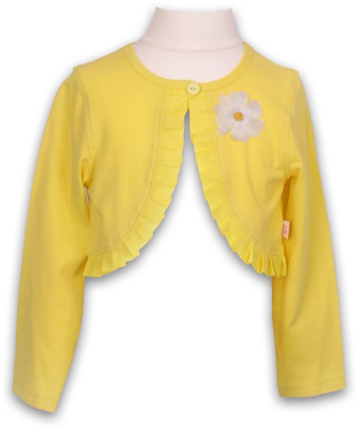 gelegte Mädchen Bolerojacke sonnengelb in D'oro Pezzo Bolerojacke Falten Applikation D'oro mit Farbe Rüsche, Gänseblümchen und Pezzo