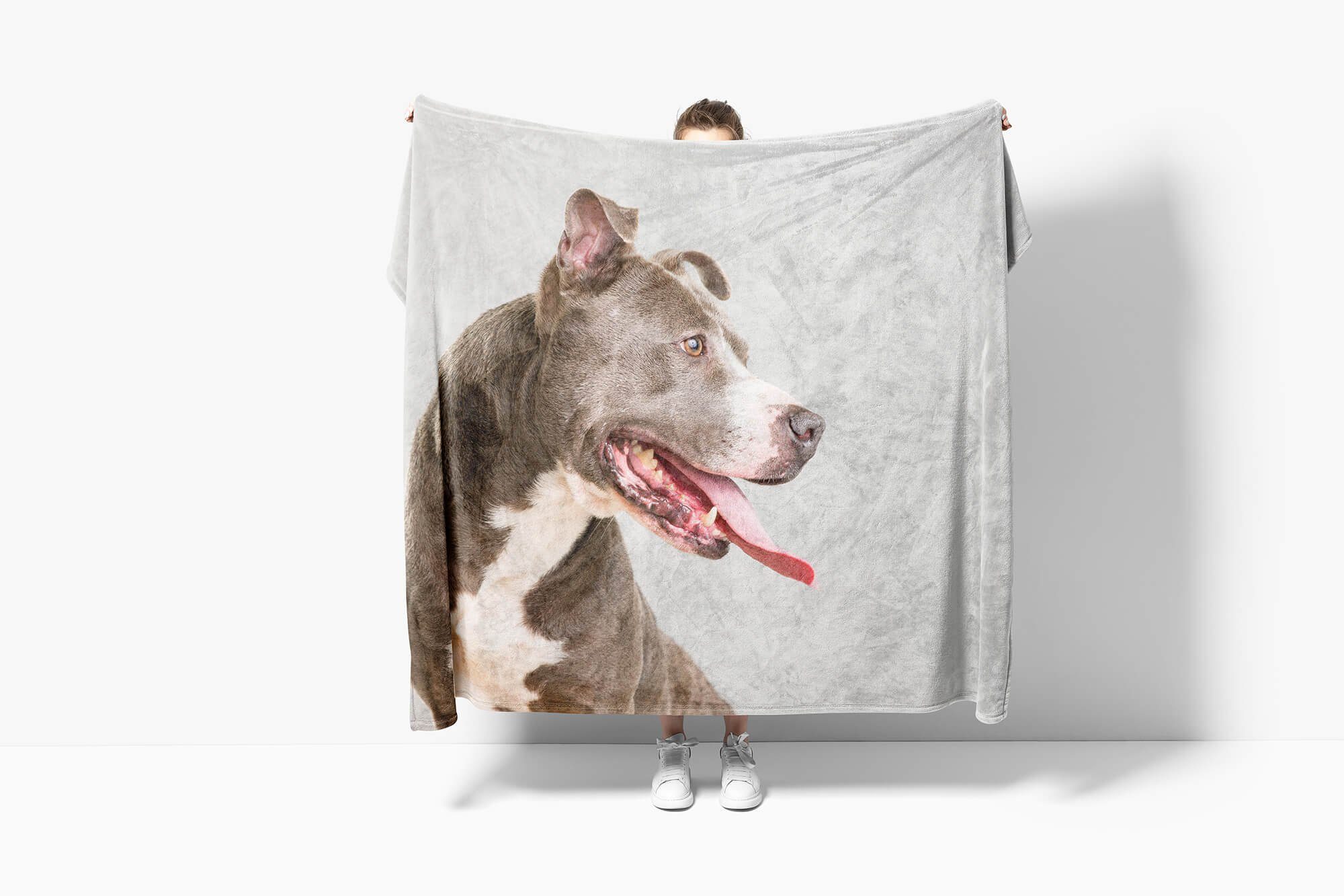 Sinus Art Handtücher (1-St), Hund, Strandhandtuch Baumwolle-Polyester-Mix Tiermotiv Kuscheldecke Handtuch Handtuch mit Saunatuch