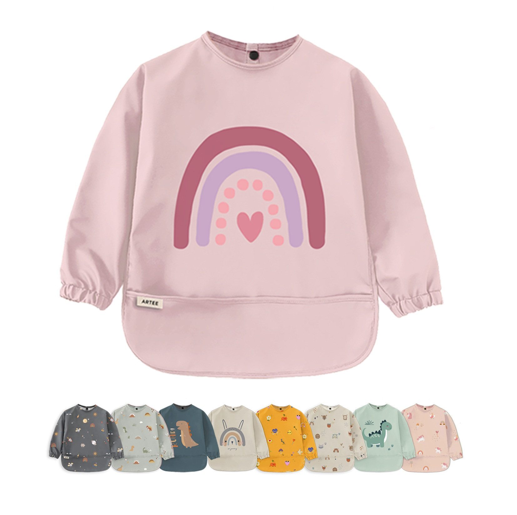 Artee Lätzchen Ärmellätzchen mit Auffangtasche Größe S für 6-18 Monate