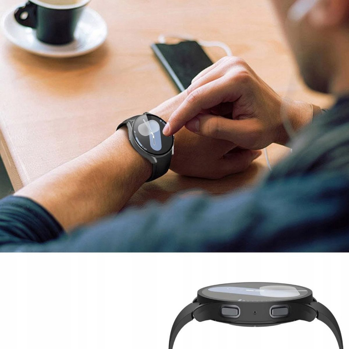 TECH PROTECT Smartwatch-Hülle Defense360 mit Samsung Galaxy Watch 5 (40 mm) Schwarz 40, Integrierter Displayschutz bei schlankem Gehäusedesign – Bild 2 von 4
