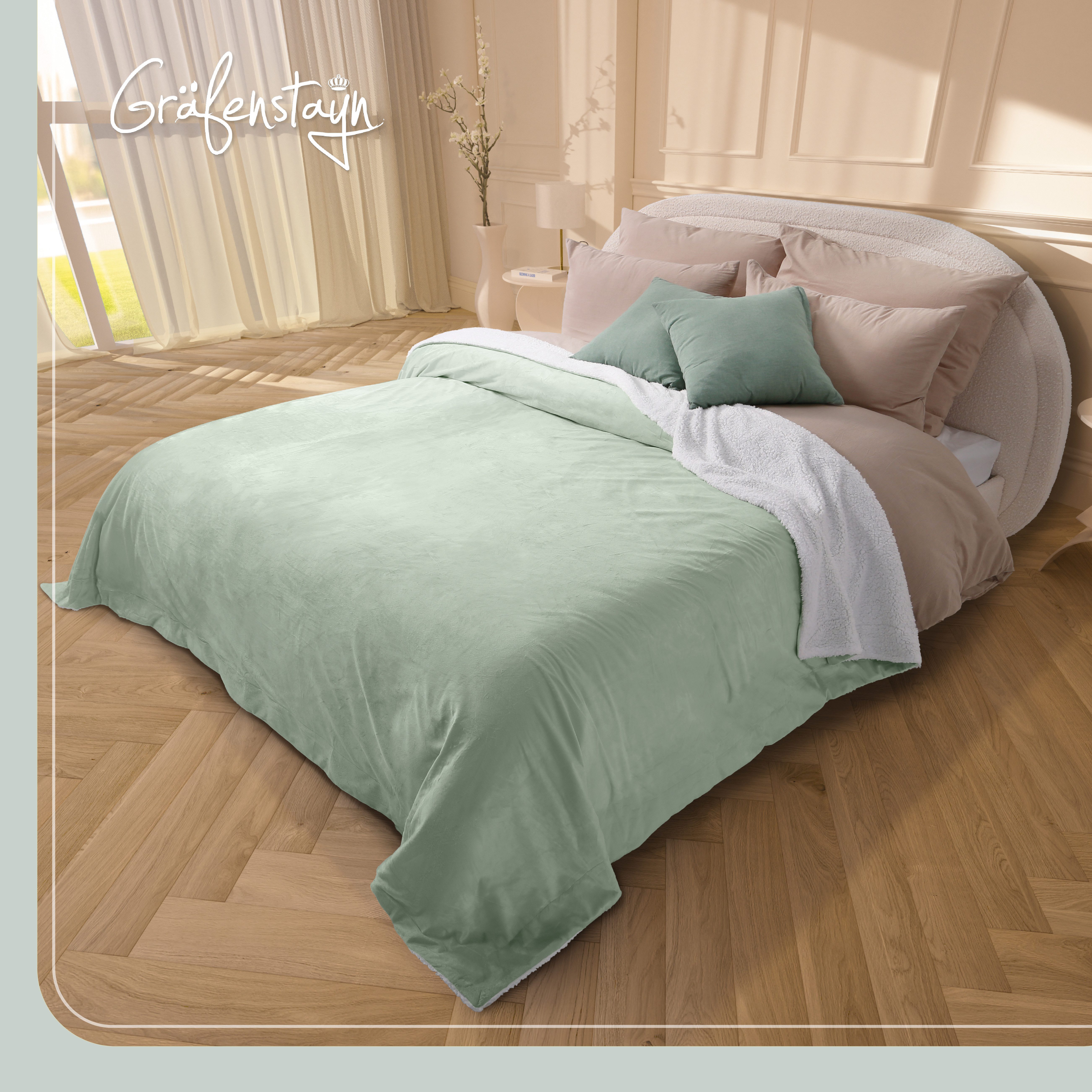 Wohndecke in Lammfell-Optik Kuscheldecke weich & flauschig - Sherpa Fleeced günstig online kaufen