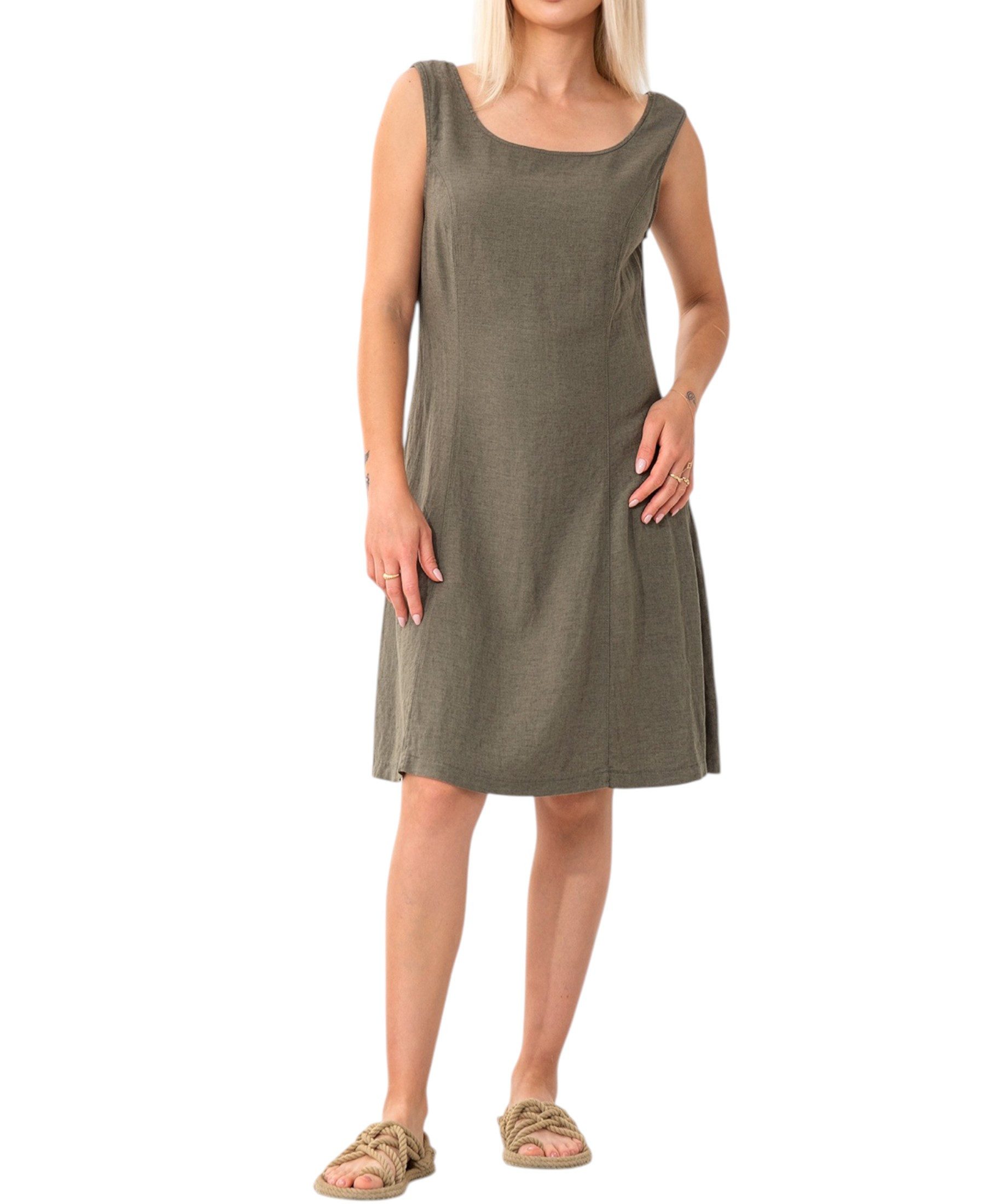 WENOR Sommerkleid mit Bindegürtel hinten Leinenmix günstig online kaufen