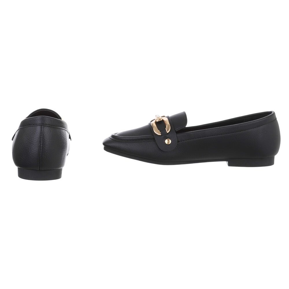 Ital-Design Elegante Loafers für Damen – Hoher Komfort & Stil Slipper (89092041) Blockabsatz Mokassins in Schwarz