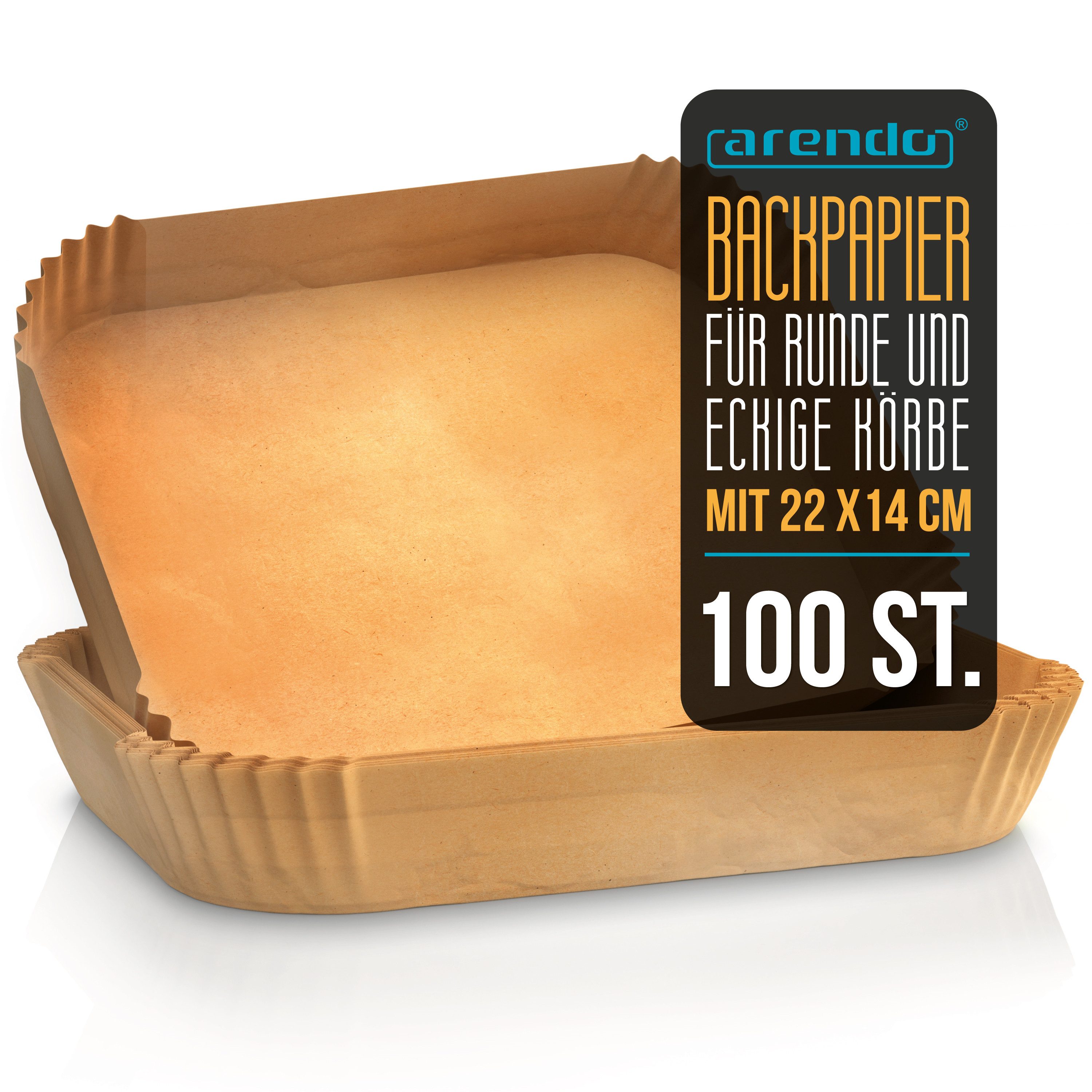 Backpapier für Heißluftfritteuse 4,5 - 10 L, 100 St., 22 x 14 x 4,5 cm, Antihaft