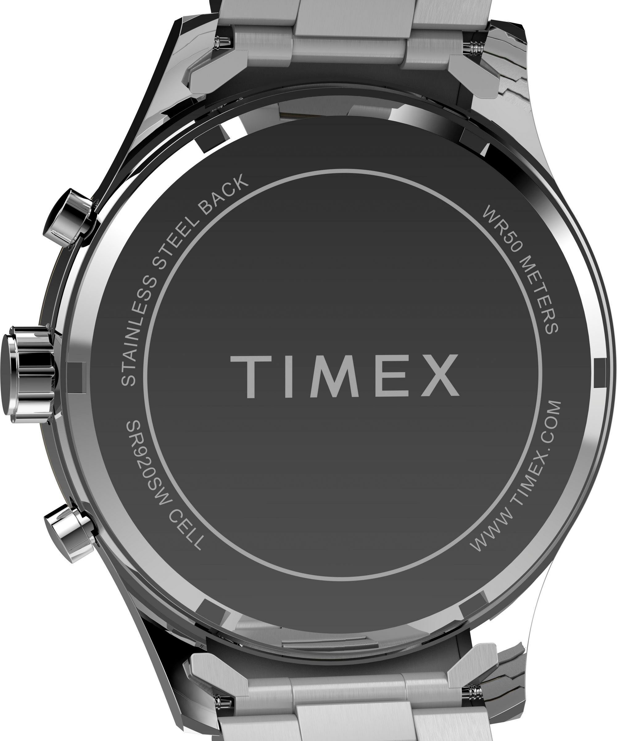 Timex Chronograph DRESS CHRONO TW2Y01500AJ, Quarzuhr, Armbanduhr, Herrenuhr,Edelstahlarmband,Stoppfunktion,Tag
