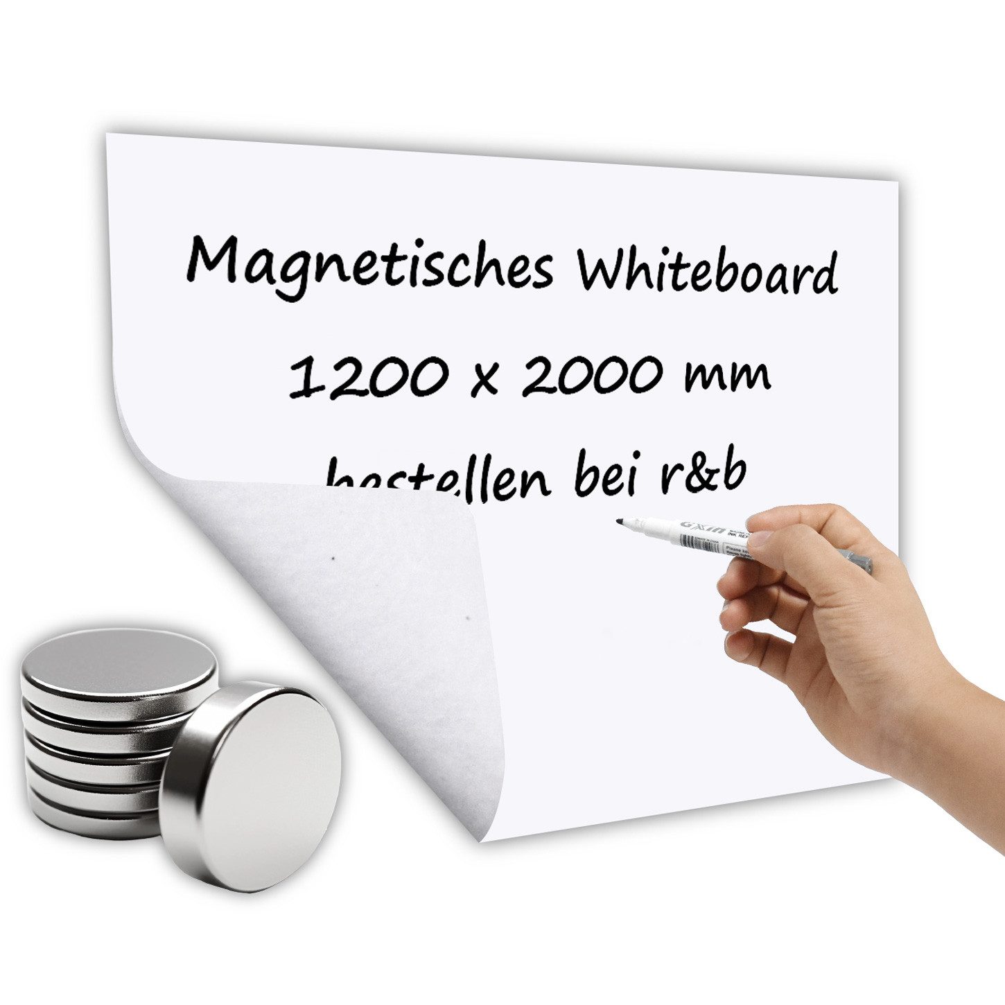 LMG Germany Tafel magnetisches Whiteboard, nicht permanent selbstkleb., 1200 x 2000 mm, Wiederverwendbare magnetische Whiteboardfolie, 1,2 mm dick