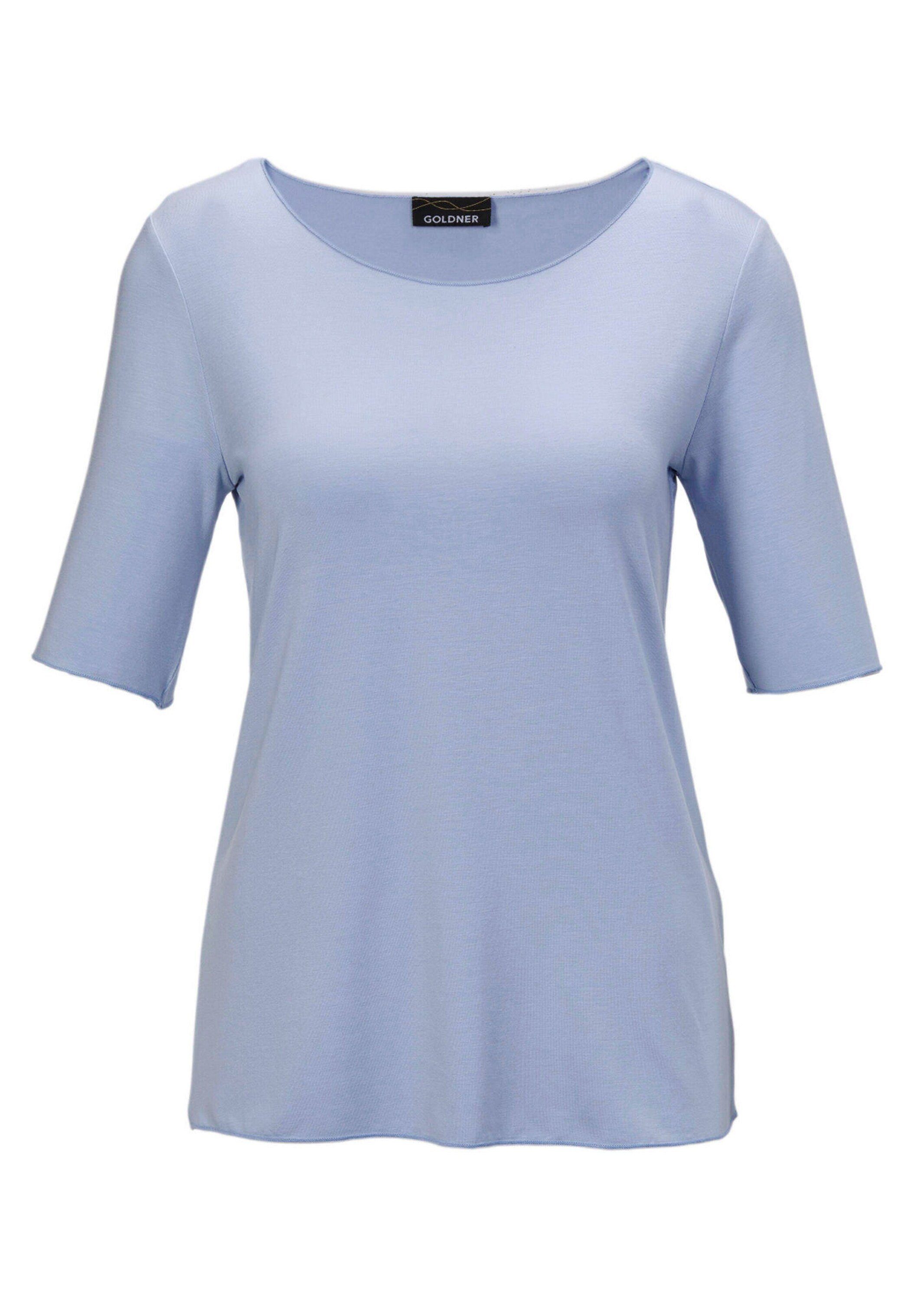GOLDNER T-Shirt Kombistarkes Halbarmshirt mit tonaler Zierkante