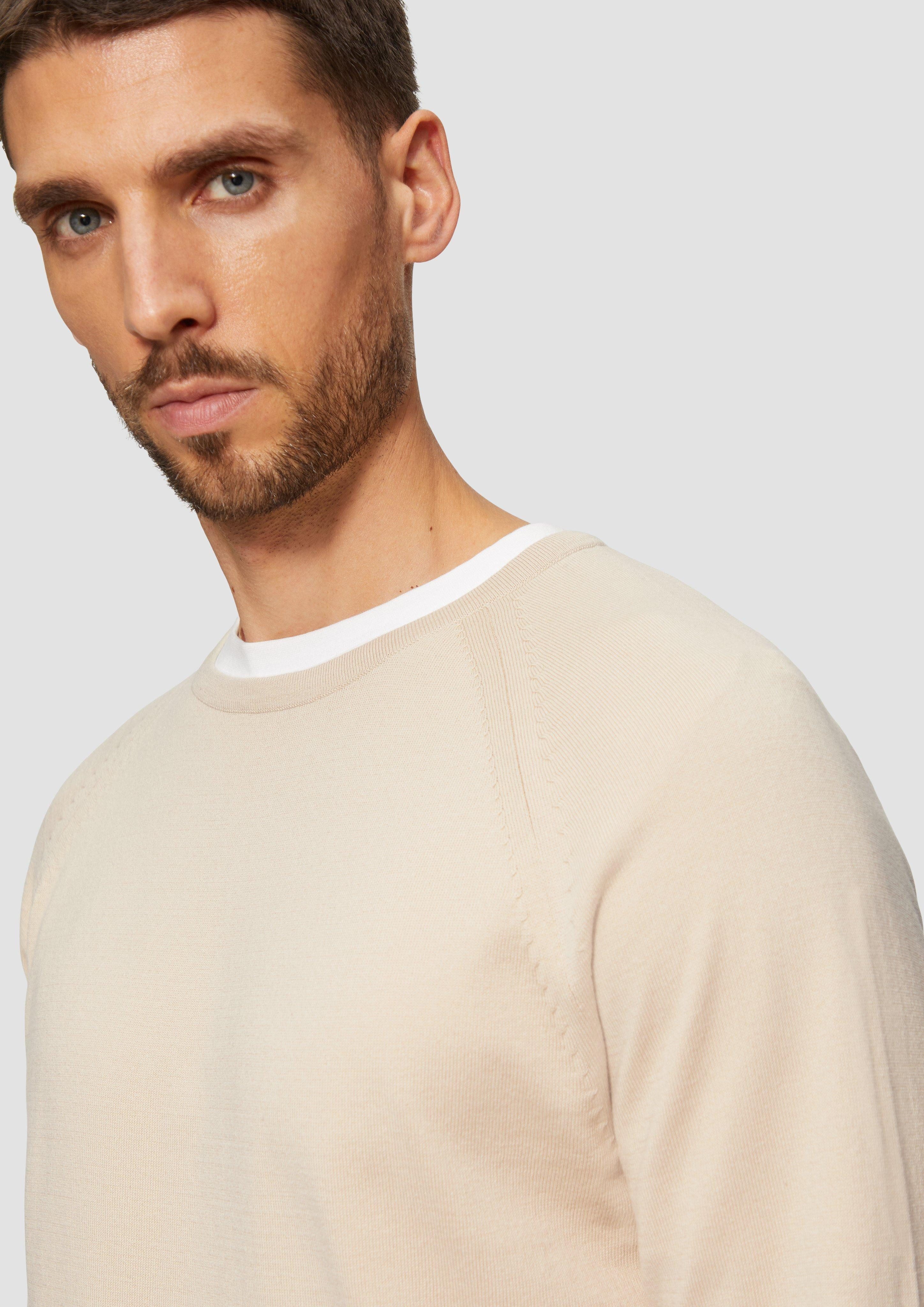 s.Oliver Strickpullover Feinstrickpullover mit Raglanärmeln Logo günstig online kaufen
