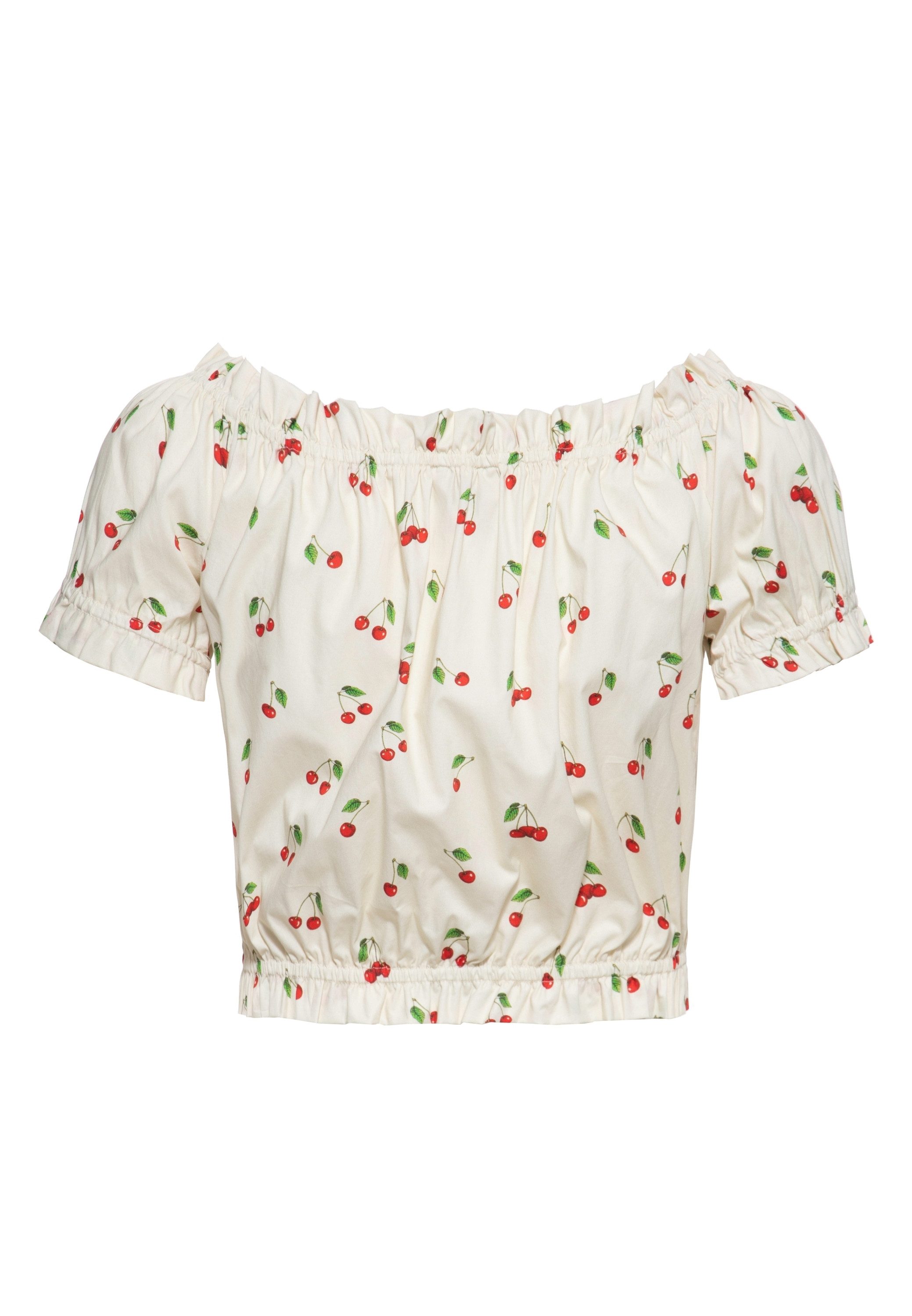 QueenKerosin Kurzarmbluse Cherry mit Allover-Print günstig online kaufen