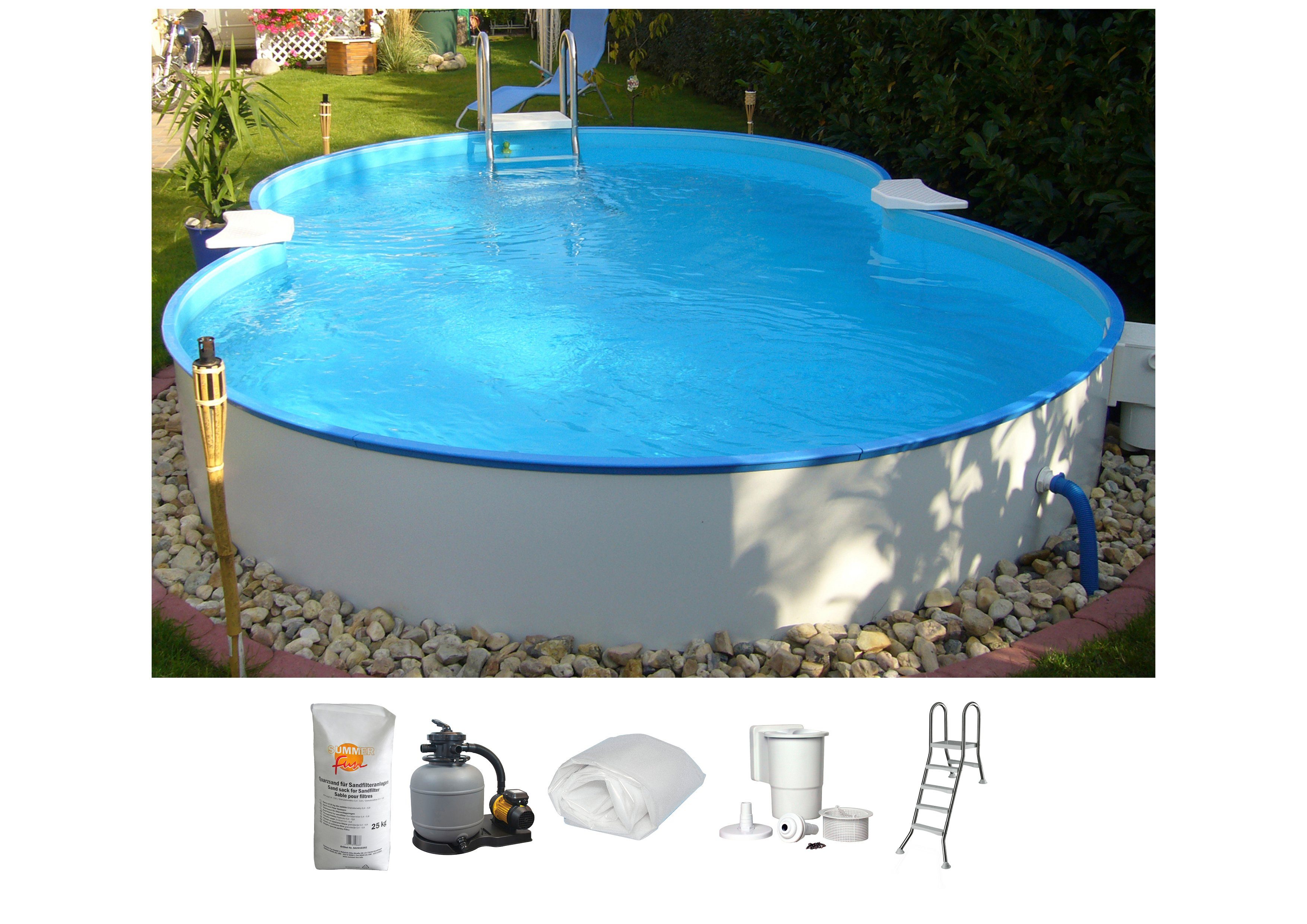 Clear Pool Achtformpool (Set, 6-tlg), 540x350x120 cm inkl. umfangreichem Zubehör für den Teileinbau