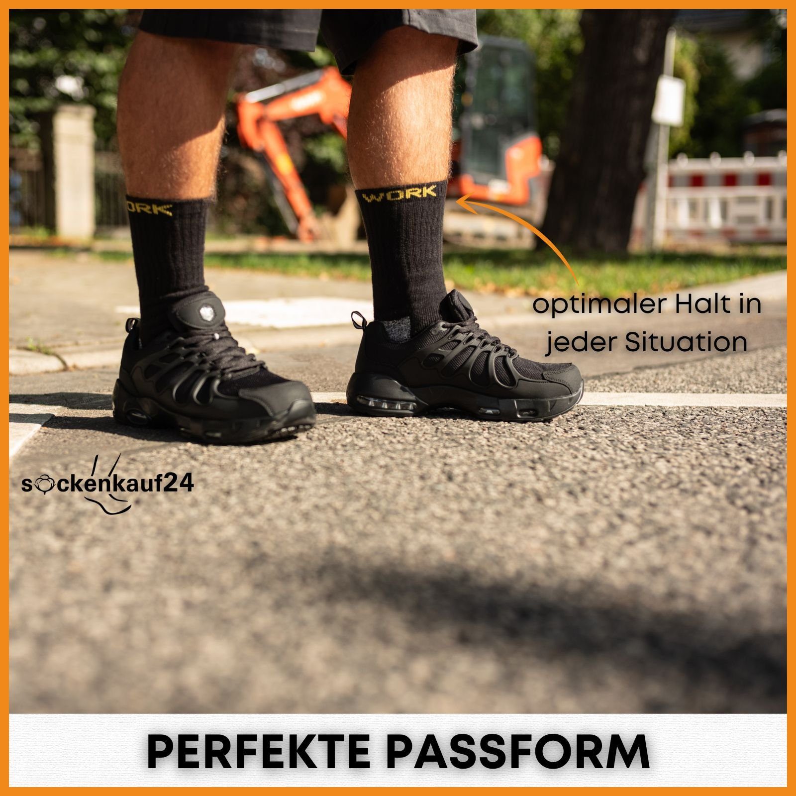 sockenkauf24 Arbeitssocken 10 oder 20 Paar Herren Arbeitssocken "WORK" atmungsaktiv (Schwarz, Grau Meliert, 10-Paar, 47-50) verstärkt durch Vollfrottee - 10201