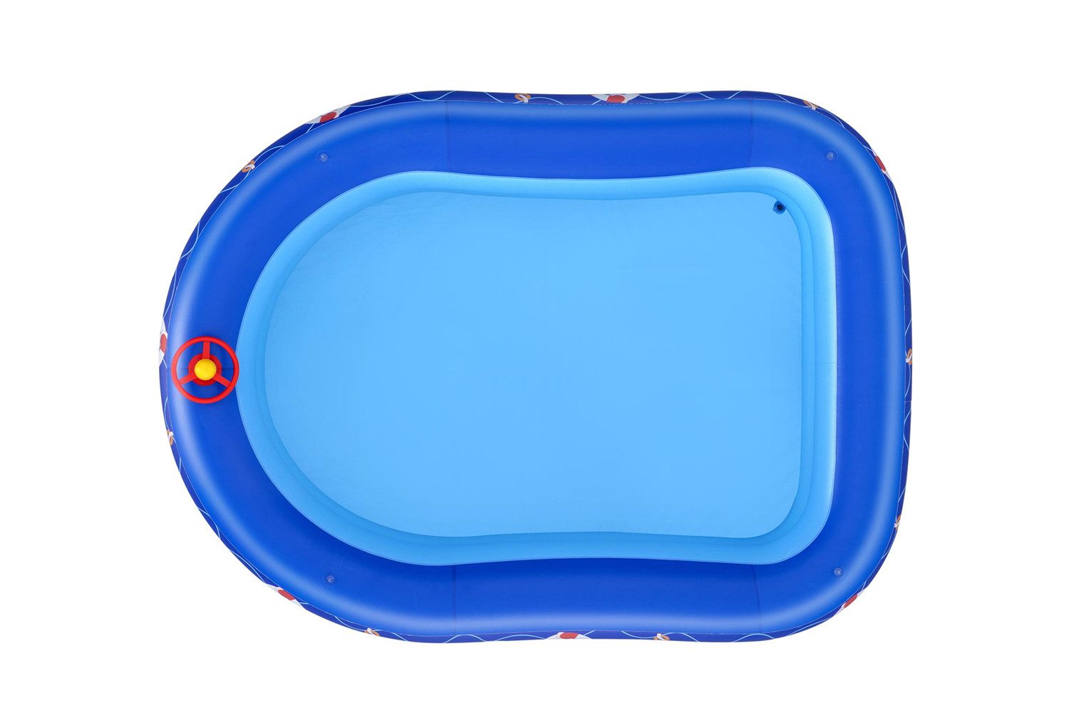 Bestway Planschbecken Sea Captain, (Packung, 1-tlg., mit Sonnenschutzdach, 213 x 155 x 132 cm), Integriertes Steuerrad mit Hupe