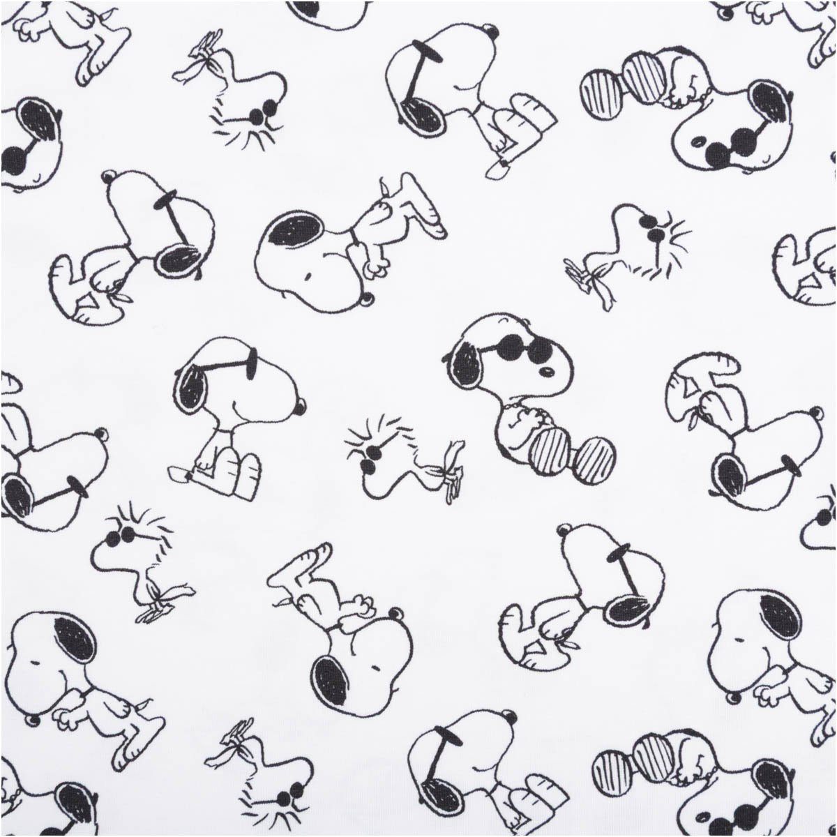 SCHÖNER LEBEN. Stoff Jersey Meterware Peanuts Snoopy weiß Baumwolljersey 200g/qm 152cm, allergikergeeignet,atmungsaktiv,pflegeleicht