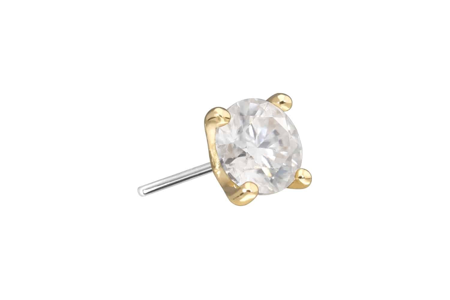 Piercing-Set 14 Karat Gold Aufsatz mit Titan Push Pin MOISSANIT
