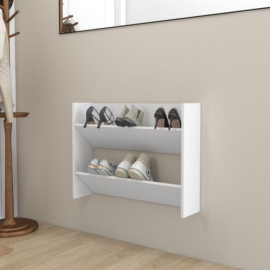 vidaXL Schuhschrank NA Wand-Schuhschrank Weiß 80x18x60 cm Spanplatte