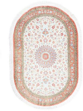 Orientteppich Perser - Ghom oval - 120 x 76 cm - beige, morgenland, oval, Höhe: 10 mm, Wohnzimmer, Handgeknüpft, Einzelstück mit Zertifikat
