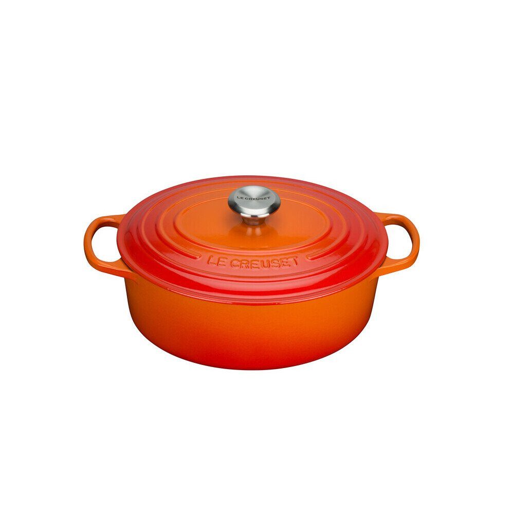 LE CREUSET Bräter Bräter mit Deckel 31 cm Signature Ofenrot, Emailliertes Gusseisen, Schmortopf, Cocotte, Bratentopf, ca. 6-7 Personen, Ø31cm, Gusseisen