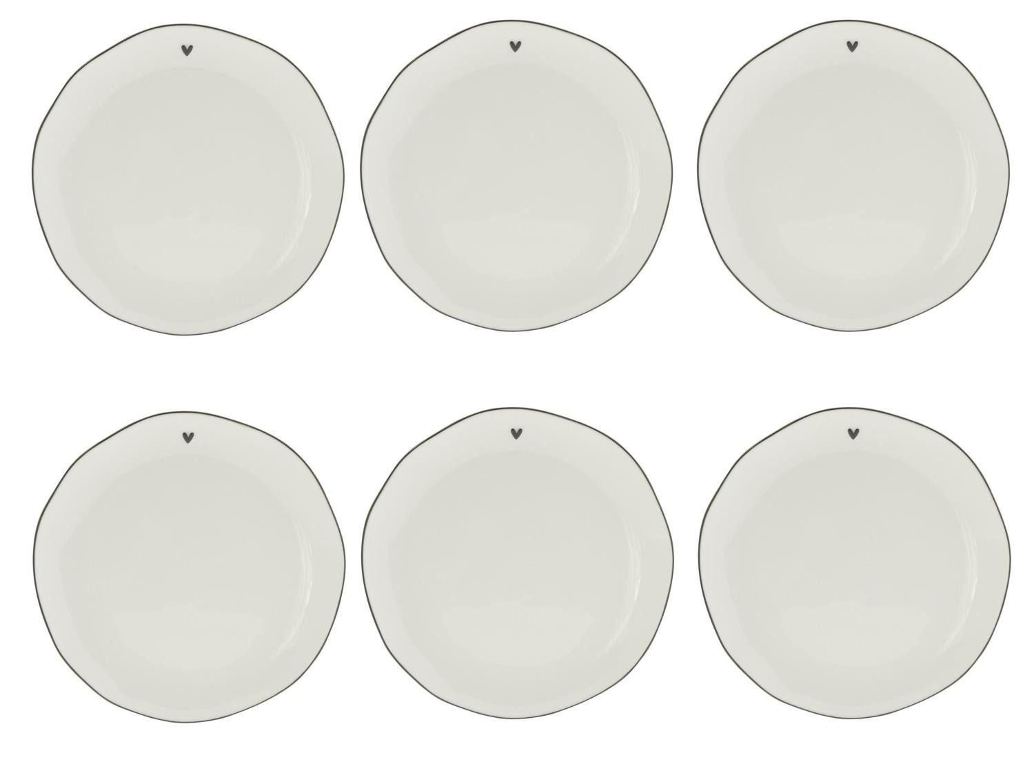 Bastion Collections Kaffeeservice Schwarzes Herz, Keramik, Spülmaschinengeeignet, Weiß, Herz, H: cm