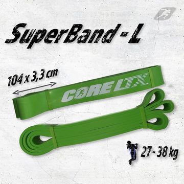 CoreLTX - Functional Fitness Gear Trainingsband SuperBand 4er Set - Profi Fitnessband Klimmzugband Crossfit Freeletics Calisthenics Klimmzughilfe Widerstandsbänder Resistance Sport Pull-Up Band Türanker Gummiband Fitness Klimmzug Sportbänder, CoreLTX SuperBand Set aus 4