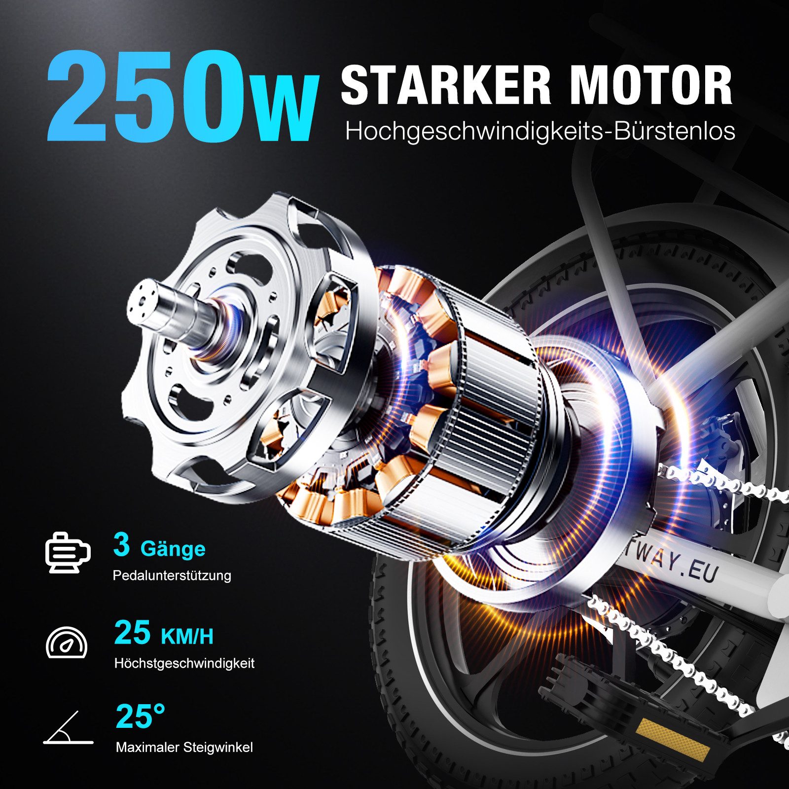 HITWAY E-Bike Faltrad Faltrad 16 Zoll, 13Ah Akku, bis 100 km Elektrofahrrad Pedelec, 1 Gang, Kettenschaltung, Heckmotor, 468 Wh, faltbares Citybike mit App & Gepäckträger