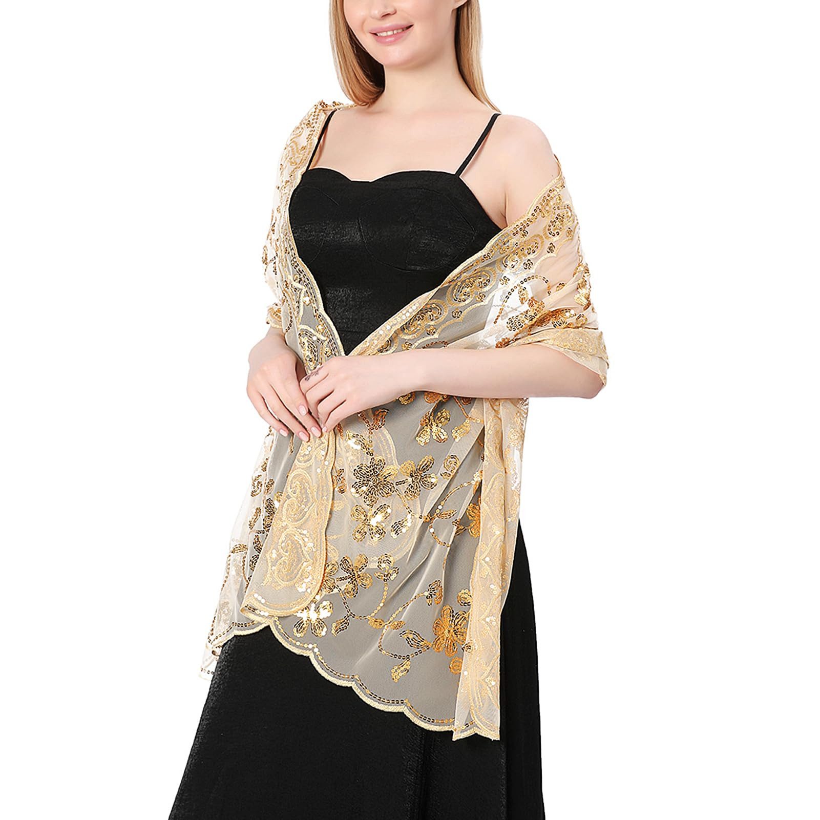 Zaewry Modeschal Schals und Tücher für Abendkleider – Elegante, transparente Damen, Jahre mit Blumenmuster, ideal für Hochzeiten