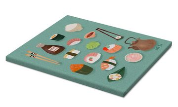 Posterlounge Leinwandbild Taika Tori, Sushi-Auswahl, Küche Illustration