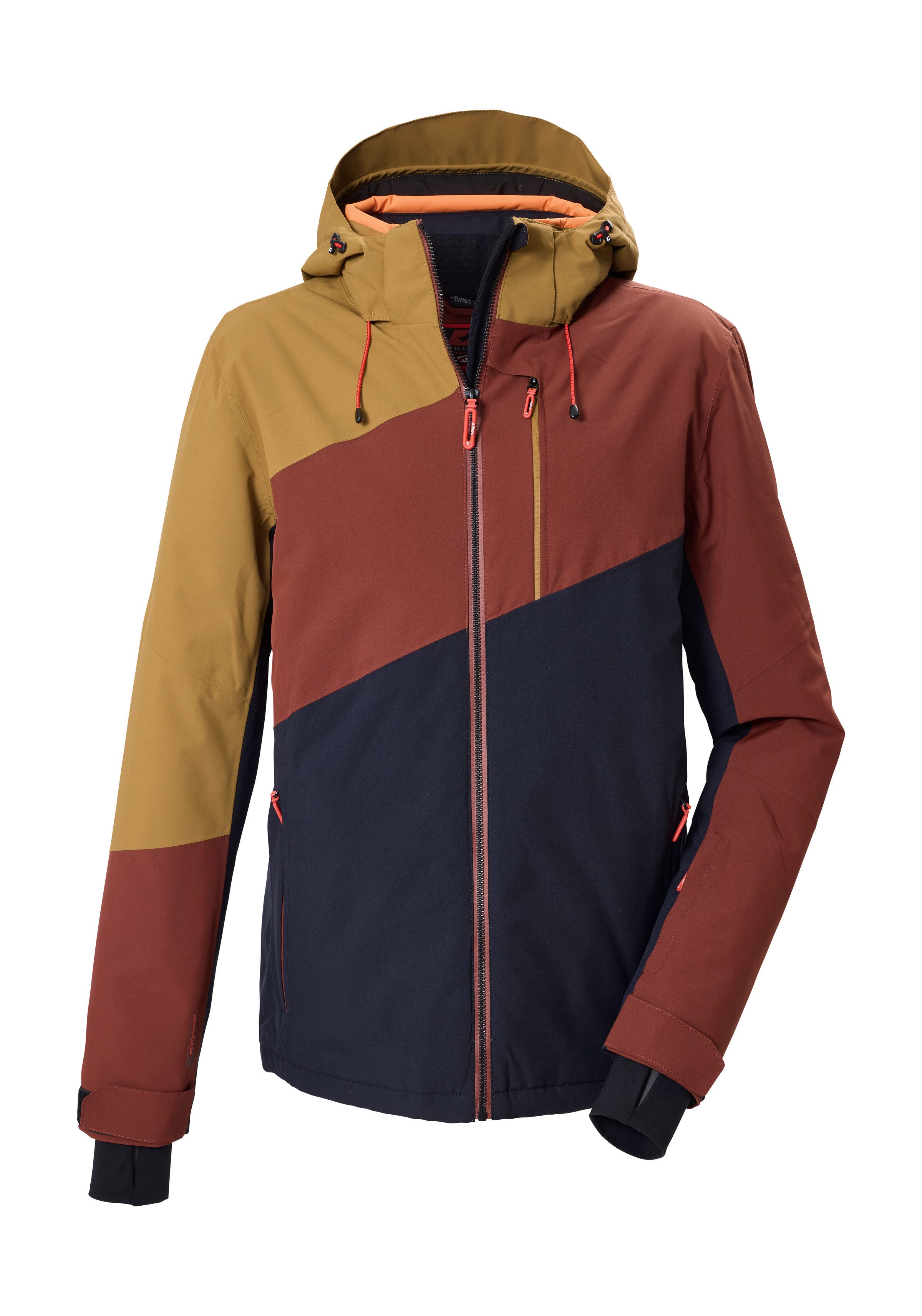 Killtec Skijacke KSW 89 MN SKI JCKT Mehrfarbige, wasserdichte Skijacke mit abnehmbarer Kapuze