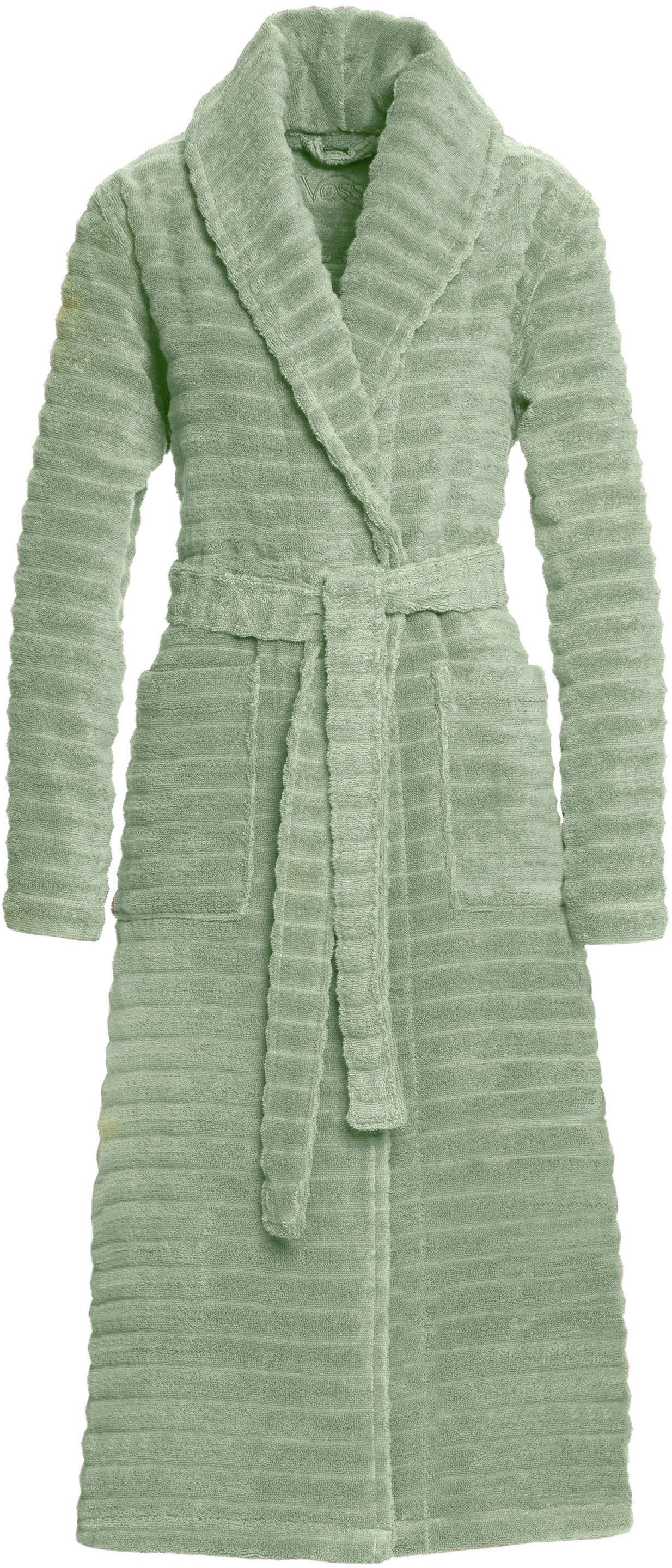 Vossen Bademantel Coco, ideal für Sauna & Spa, Hotelbademantel, Morgenmantel, Langform, Baumwolle, Schalkragen, Gürtel, softes Wellendesign