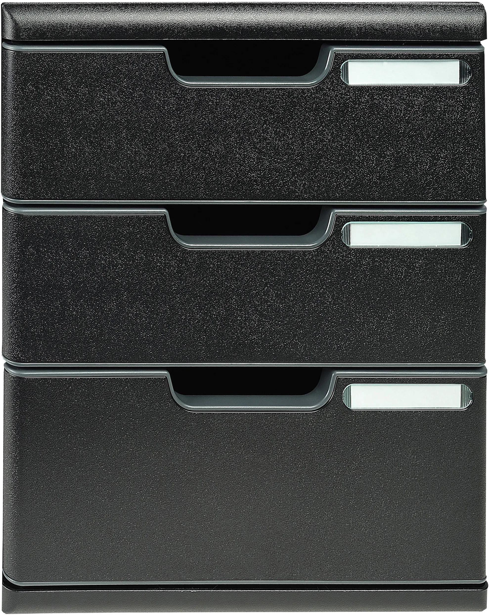 EXACOMPTA Schubladenbox Schubladenbox MODULO A4, 3 geschlossene Schubladen - Schwarz - 325414D, Boxen modulierbar