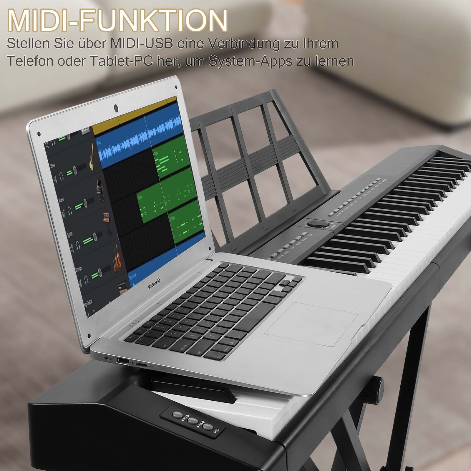 LALAHO Digitalpiano E Piano 88 Tasten, Keyboard für Kinder und Erwachsene, Dual-Bluetooth, mit/ohne Ständer, für Kinder und Erwachsene – Bild 5 von 5
