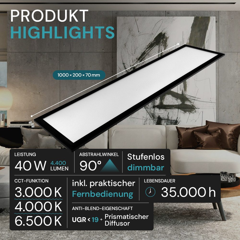 LUXULA LED Panel LITEQ LED Deckenleuchte, LED fest integriert, Warmweiß, Neutralweiß, Kaltweiß, UGR<19, Helligkeit und Lichtfarbe einstellbar, mit Fernbedienung