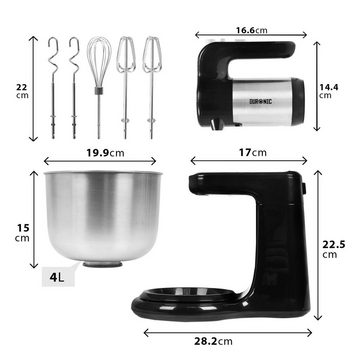 Duronic Küchenmaschine, SM3 Elektrische Küchenmaschine, Standmixer, Knetmaschine, 4L