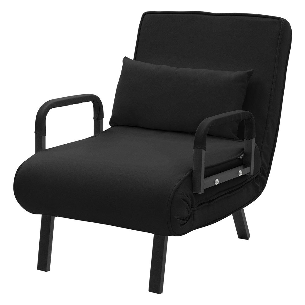 ML-DESIGN Relaxsessel Schlafsessel mit Bettfunktion 3in1 Sessel mit Schlaffunktion klappbar, Bettsessel Klappsessel Faltbares Schlafsofa Stahl/ Chenille Schwarz