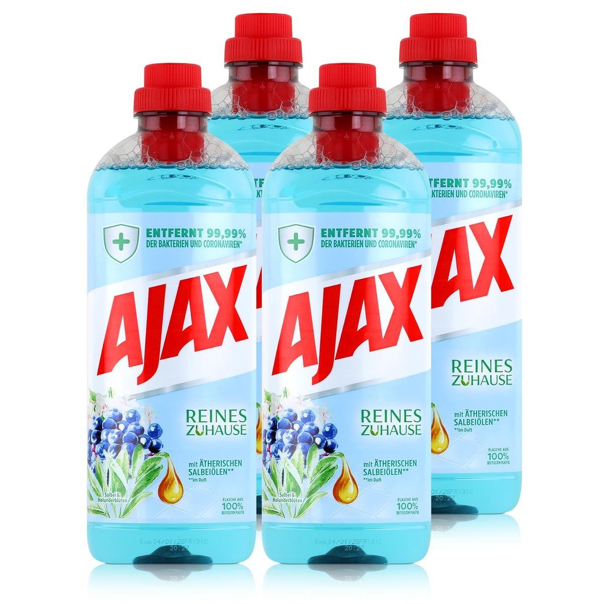 AJAX Ajax Allzweckreiniger & Reines Holunderblüten Zuhause (4er 1L P Allzweckreiniger Salbei