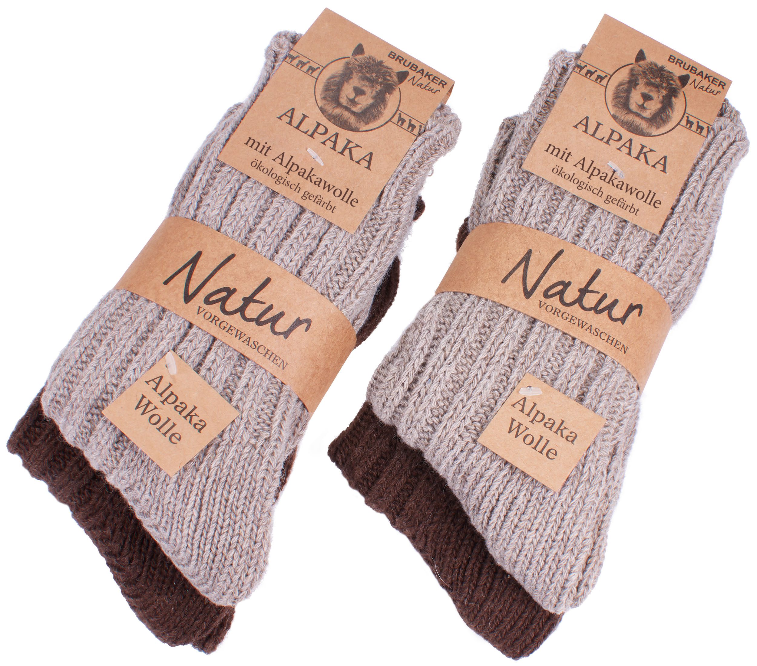 BRUBAKER Kuschelsocken warme dicke Alpaka Socken (Set, 4-Paar, mit Alpakawolle) Wintersocken für Damen und Herren