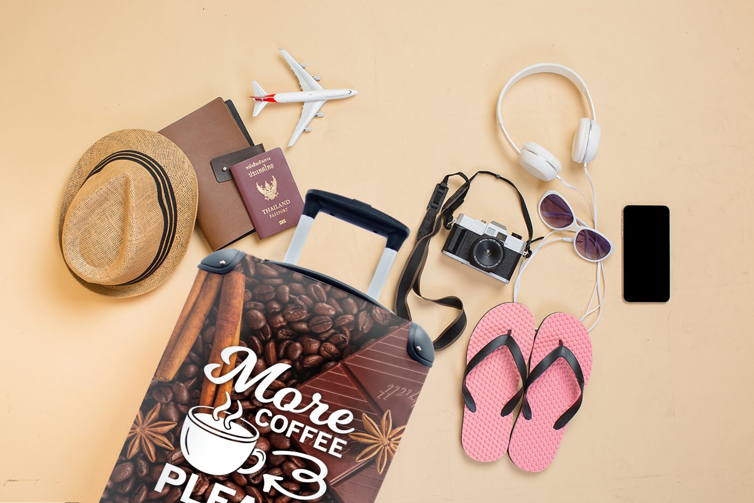 - Handgepäck Reisekoffer MuchoWow Kaffee rollen, Mehr - Kaffee Handgepäckkoffer Ferien, für mit Reisetasche bitte, Zitate 4 Sprichwörter Rollen, - Trolley,