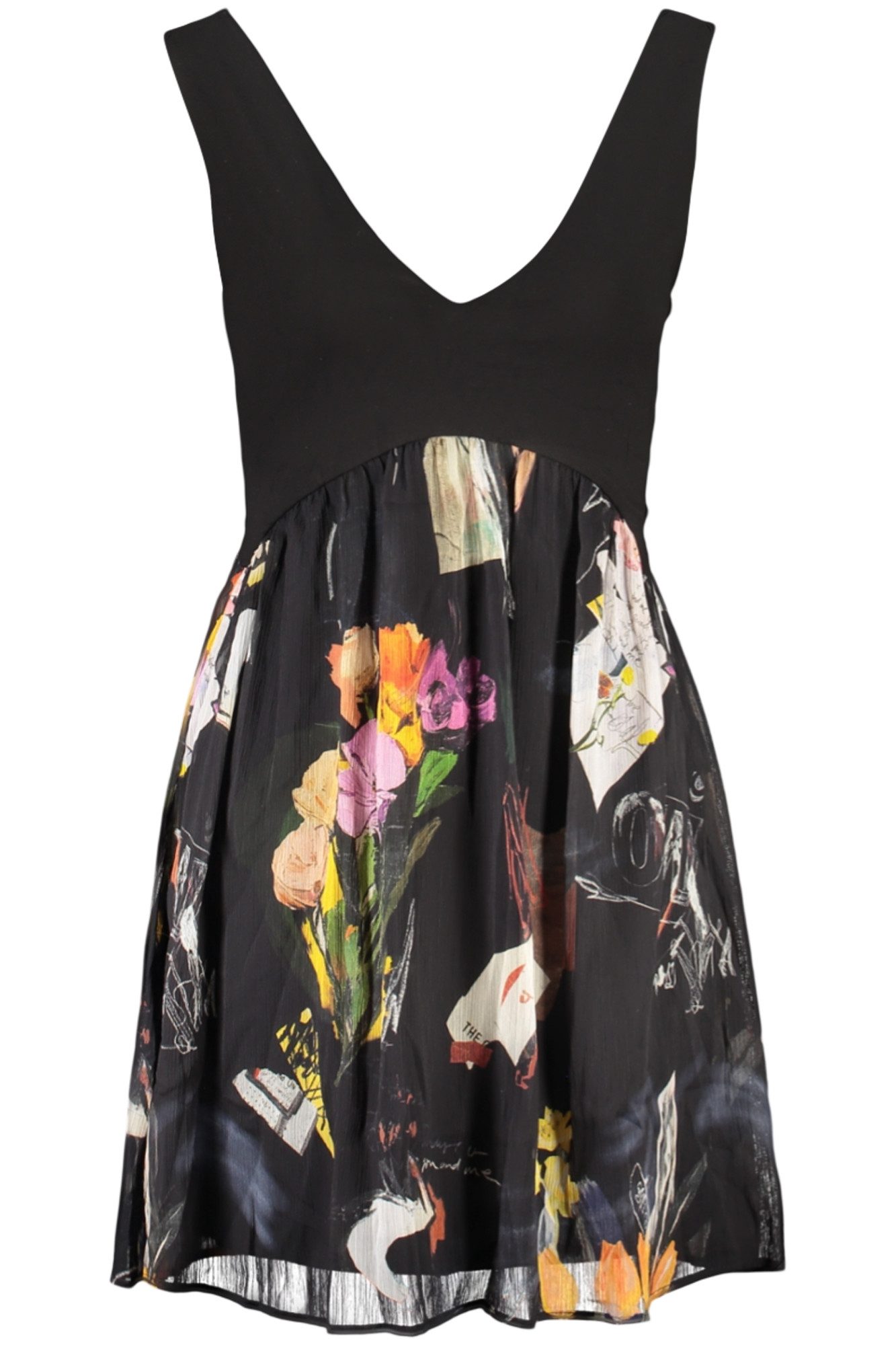 Desigual Partykleid Elegantes Kurzes Schwarz Kleid für Damen mit Collage-Effekt