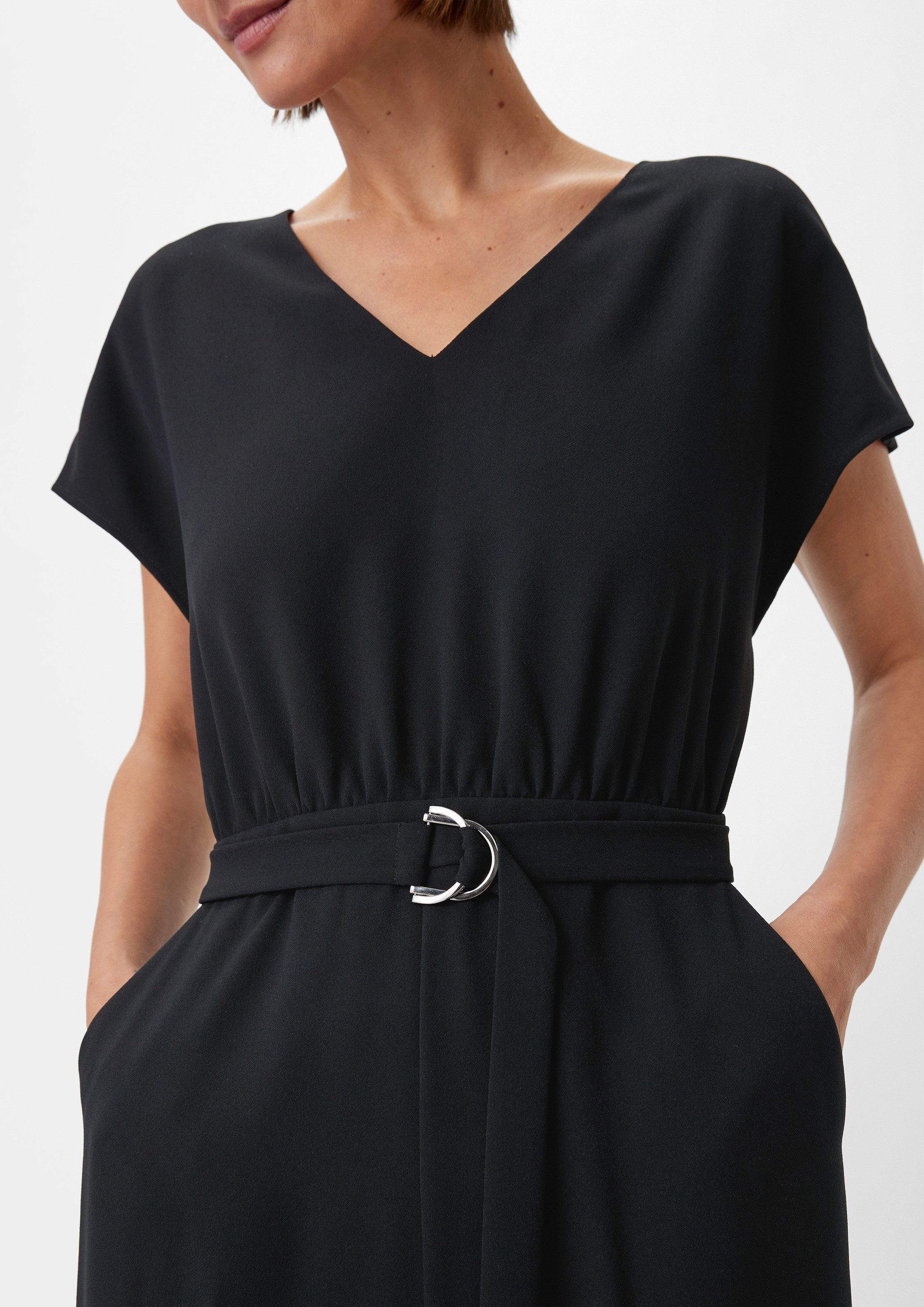 comma Jumpsuit Overall Crêpe-Overall mit Flared Leg