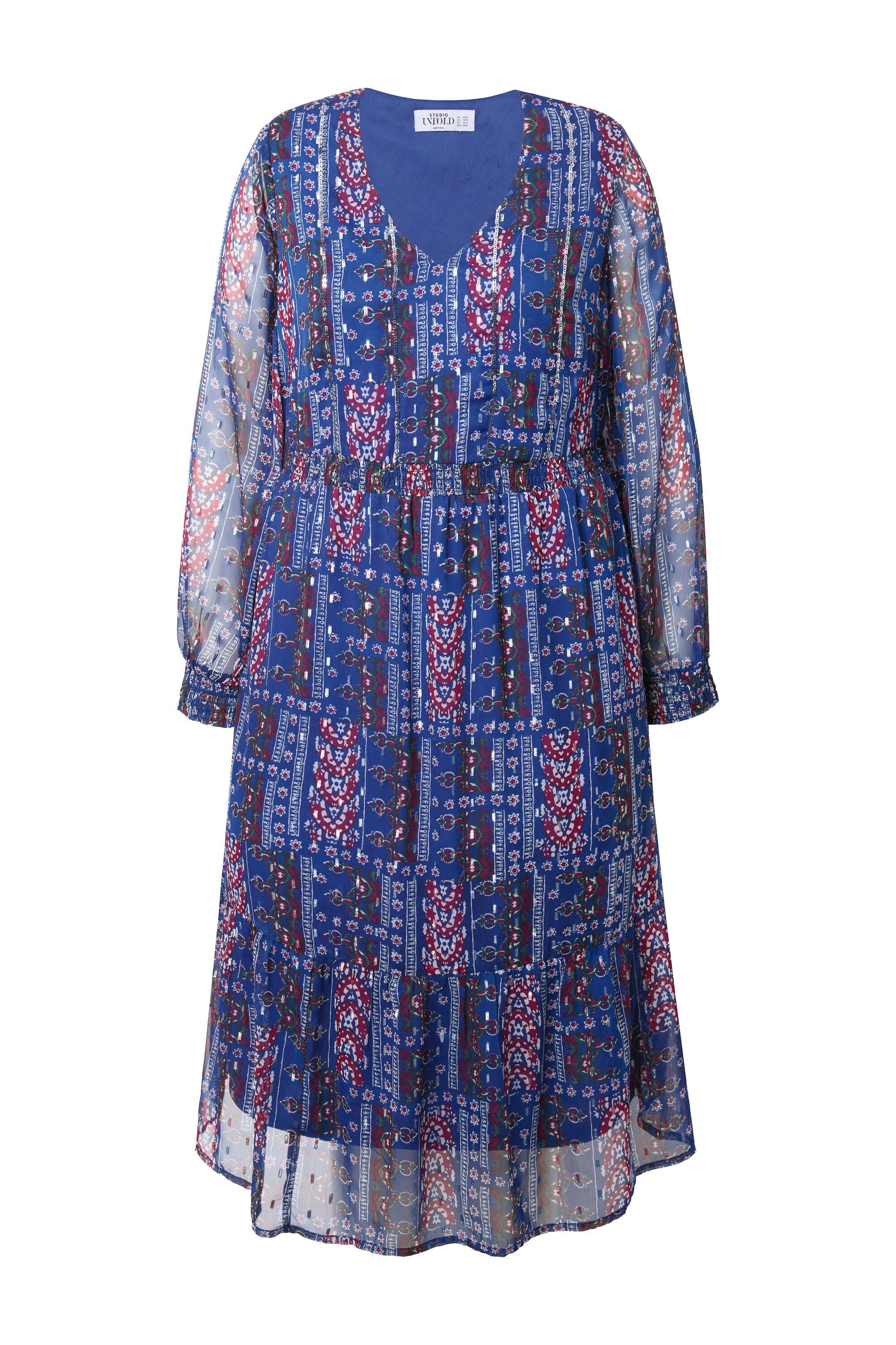 Studio Untold Midikleid Chiffon-Midikleid Patchprint mit Glitzer günstig online kaufen