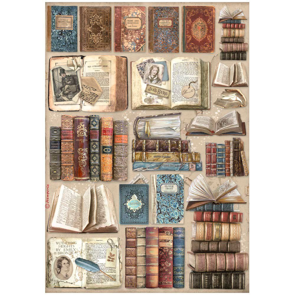 Stamperia Seidenpapier Motiv-Strohseide Vintage Library Books, DIN A4