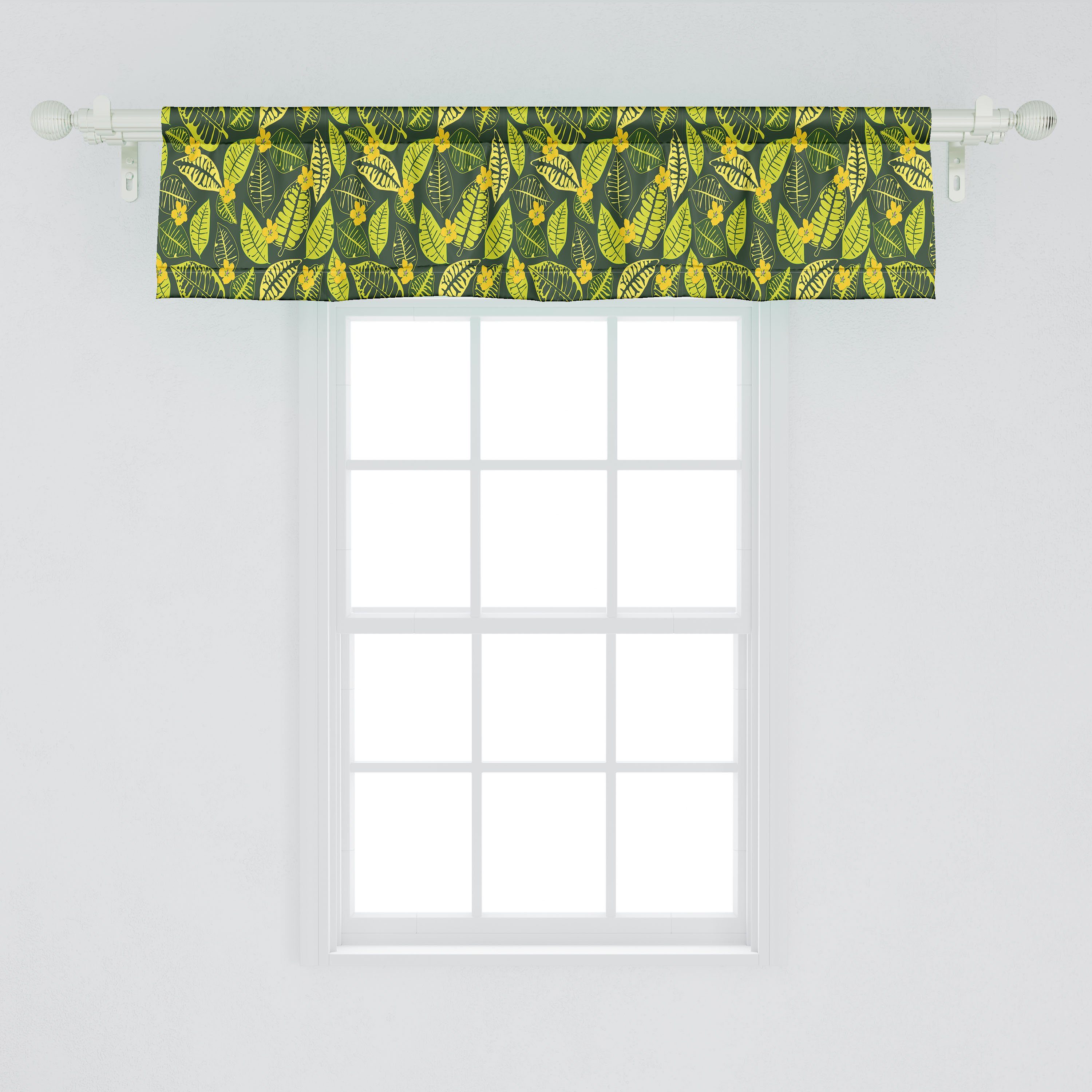 Scheibengardine Schlafzimmer und Dekor Abakuhaus, Blumen Vorhang mit Hawaii-Blumen Stangentasche, Volant Küche Blätter Microfaser, für