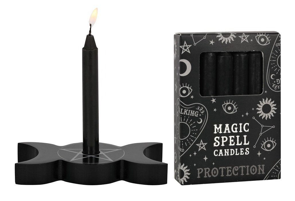 MystiCalls Kerzenhalter Spell Candle Halter Triple Moon - Wunschkerze, Black Magic, Witchcraft, Hexe… Protection