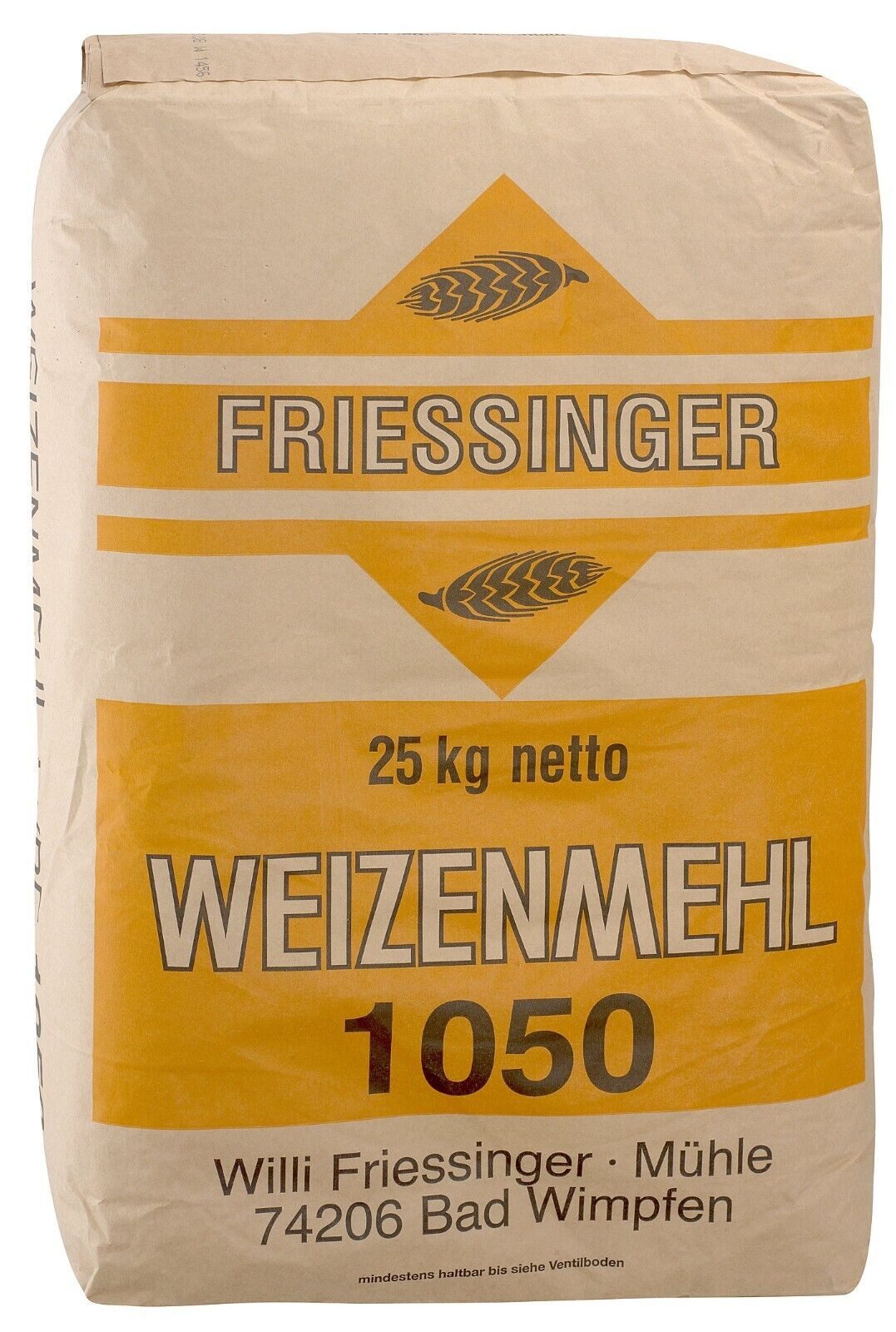 Bielmeier Mehl Weizenmehl T1050 25kg Friessinger, 1 x 25000 g, Das Getreide stammt von Landwirten aus der Region (B214009-25)