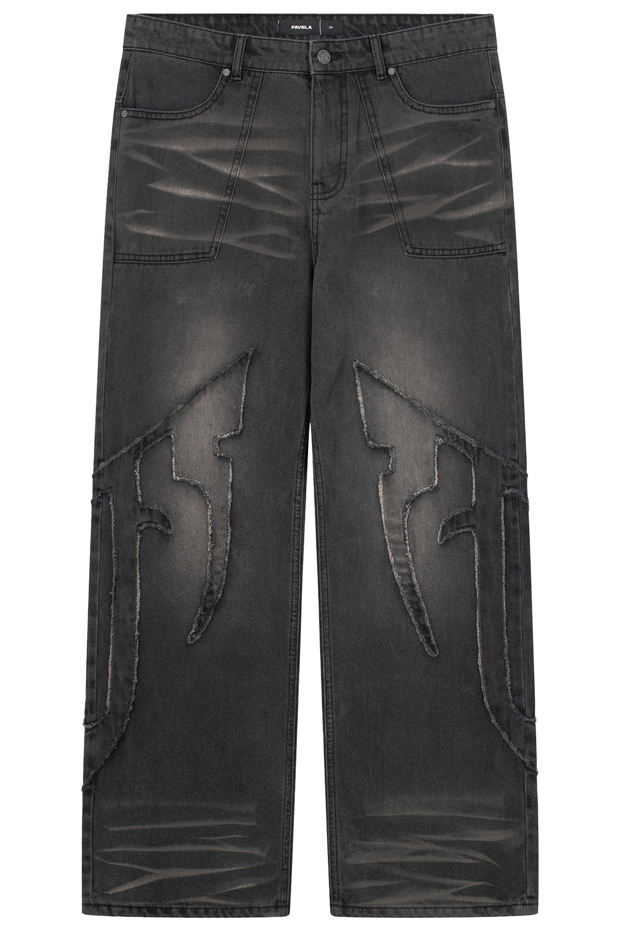 Favela Relax-fit-Jeans FAVELA Herren Baggy Jeans Distressed F black washed denim