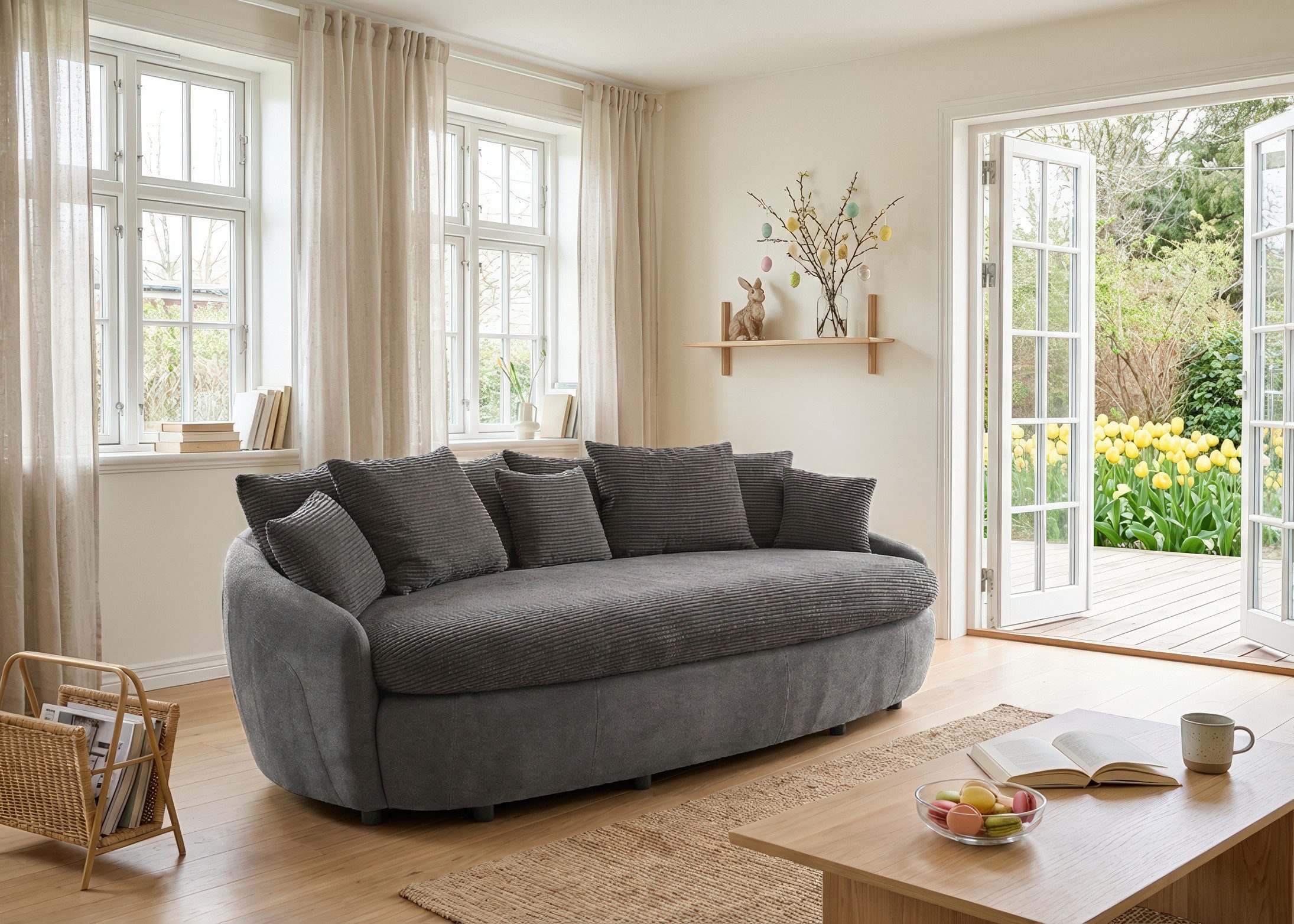 COTTA Big-Sofa Aruba, gemütliches Megasofa in XXL in organischer Form mit vielen Kissen