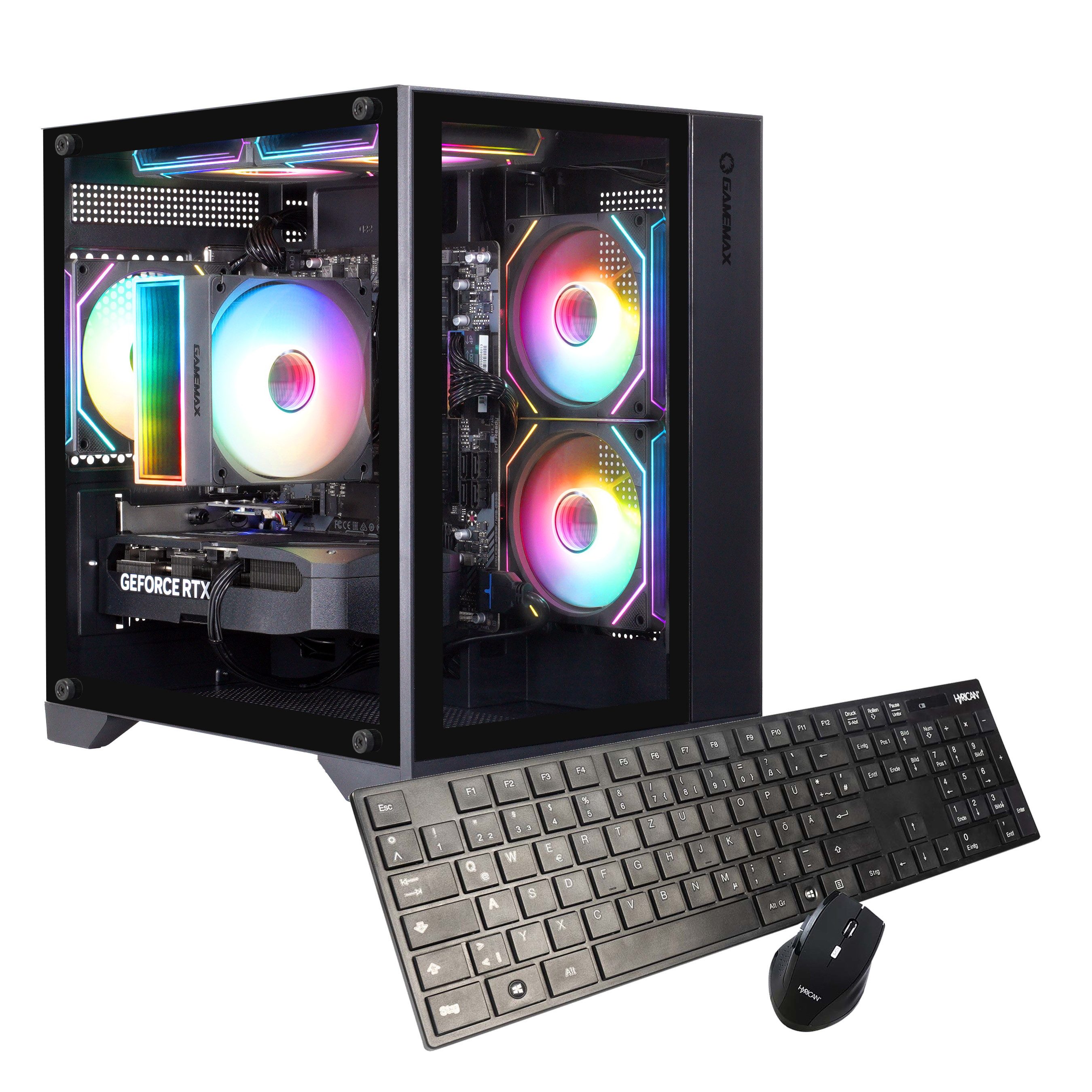 GAMEMAX Infinity Mini BK 7616 AMD Ryzen 5 5500 RTX 5050 32GB DDR4 1TB SSD Gaming-PC (AMD Ryzen 5 5500, RTX 5050, 32 GB RAM, 1000 GB SSD, Luftkühlung aktiv, Windows 11)