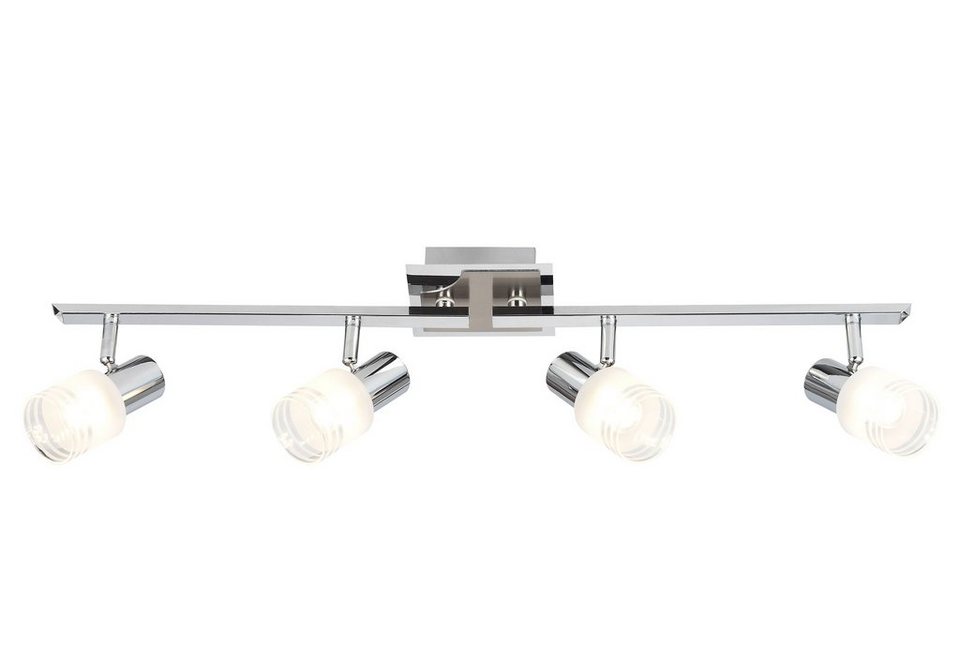 4x Lea Deckenleuchte eisen/chrom/weiß 4flg E14, LED LED-D45, LED Brilliant 2700K, Spotrohr Lea, 4W Lampe